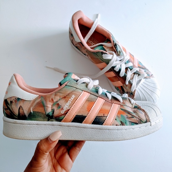 adidas superstar pink farm print